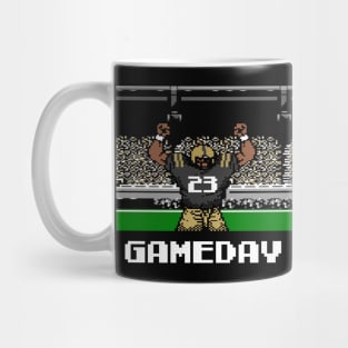 Black and Gold Football Gameday Retro 8 Bit Linebacker Mug